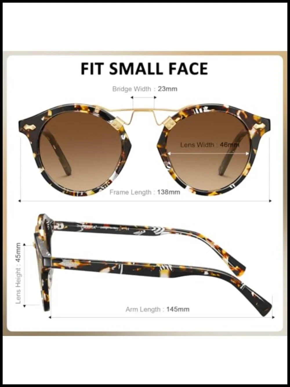 Retro Double Bridge Round Sunglasses for Women Small Face UV Protection